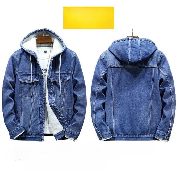 New Thickened Warm Men's Jacket Winter, Imitation Lamb Wool Integrated Hooded Fleece Denim Jacket For Young Men_mkmklike.com