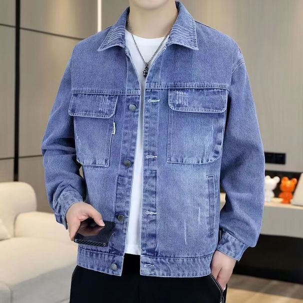 Men's Denim Jacket Suitable For Various Occasions And Outfits 2026 Autumn New Style Trendy Plus Size Durable Versatile Lapel_mkmklike.com