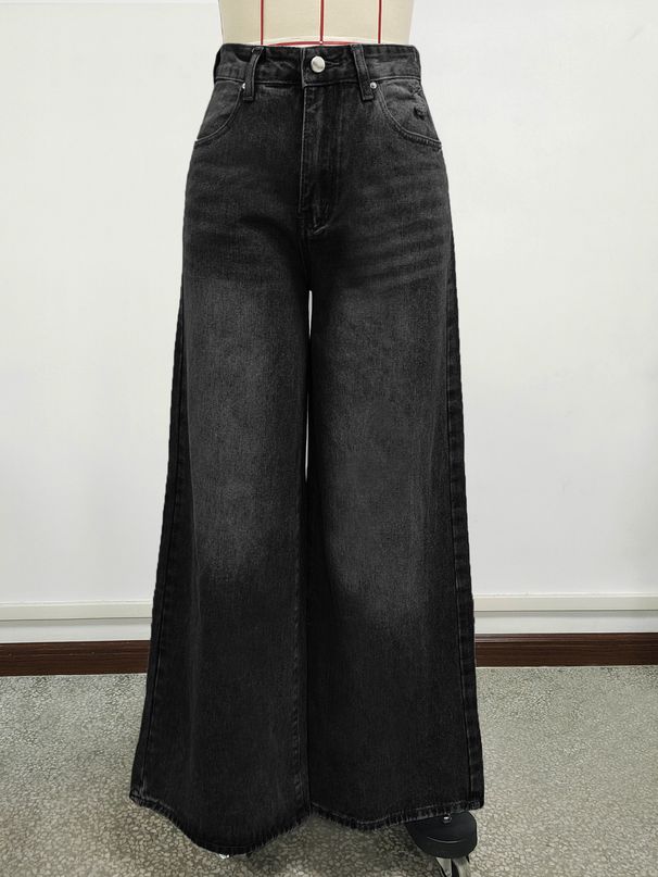K Wide Leg, Extra Long, Floor Hugging Jeans, Women's Ripped Casual Pants_mkmklike.com