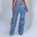 Women's Clothing Low Waist Three-dimensional Pocket Patchwork Jeans_mkmklike.com