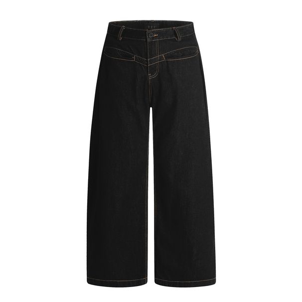 American Style Trendy Brand Original Color Denim Wide-Leg Men's Long With Stitched Pockets Design Sense Personality_mkmklike.com