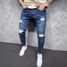 European And American Elastic Small Feet Broken Copper Slim Men's Jeans And Trousers_mkmklike.com