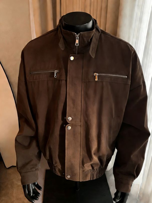 Stand Collar Workwear Jacket Men's Washed Loose Detroit Casual Jacket_mkmklike.com