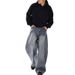 Vintage American Distressed Denim Jeans For Men - Relaxed Straight Leg Wide Cut Retro Style Comfortable Cotton Pants_mkmklike.com