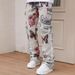 Pulse 2025 New European And American Style Animal Digital Print Men Slim Fit Floral Fashion Straight Casual Denim Long Pants_mkmklike.com