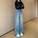Spring Summer New Wide-Leg Jeans Blue Design High Waist Scimitar Loose Slimming Floor-Length Pants For Women_mkmklike.com