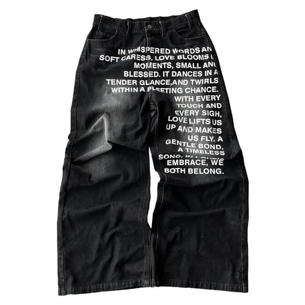Men's And Women's American Retro Hip-hop Jeans - Loose And Loose, Street Style, With Letter Print_mkmklike.com
