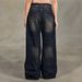 Women's Retro Washed Pattern Straight Leg Jeans TK185 Beaded Design Pocket Detailing Denim Pants_mkmklike.com