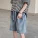 Hong Kong Style Retro Denim Shorts Men's Trendy Brand Loose Straight Internet Celebrity 5 Points Pants Ins Versatile Elastic Waist Dad Pants_mkmklike.com