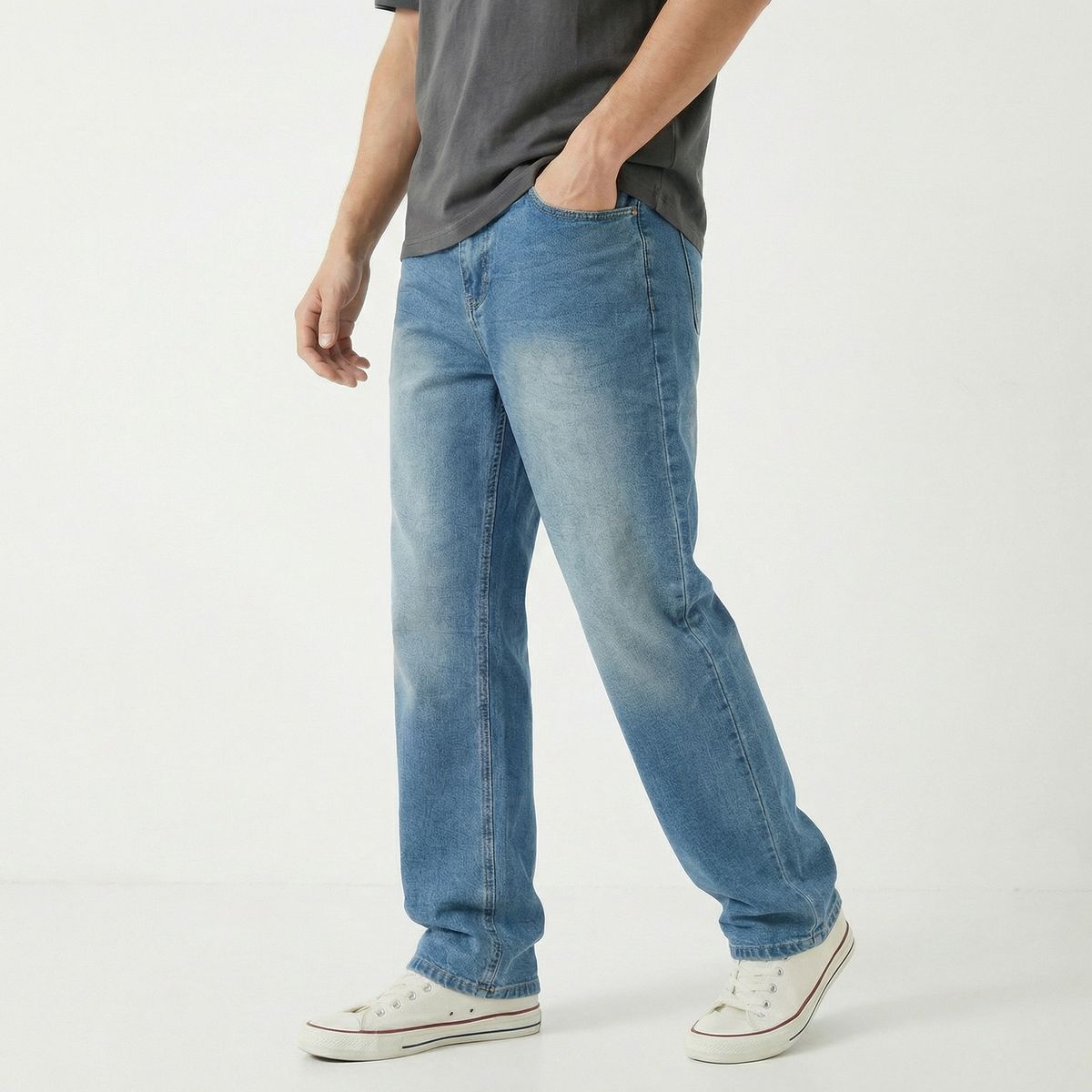 Men's Floral Washed Jeans Spring Summer New Wide Leg Straight Fit Casual Loose Trousers Versatile Retro Style_mkmklike.com