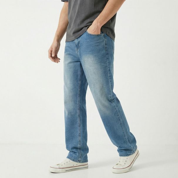 Men's Floral Washed Jeans Spring Summer New Wide Leg Straight Fit Casual Loose Trousers Versatile Retro Style_mkmklike.com