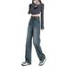 Wide-leg Pants, Vintage Straight-leg Jeans For Women, Summer Thin Style, 2023 New Model, High-waisted, Loose-fitting,_mkmklike.com