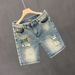 Heavy Indutry Wahed Ripped Patch Denim Hort For Men In Ummer, Looe Traight Leg, Cool And Caual Five Quarter_mkmklike.com