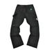 Men's Clothing Loose Straight Leg Work Jeans Trendy High Street Style Splatter Paint Trousers ( Black)_mkmklike.com