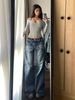 Tall Extra Long Hot Girl Low Waist Flared Jeans Women Spring Autumn Loose Slimming Wide Leg Floor-Length Pants_mkmklike.com