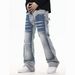Unisex Vintage Distressed Jeans With Splash Paint Design - High Street Loose Straight Leg Pants For Men & Women_mkmklike.com