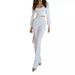 Women's clothing casual palace style lantern sleeve tops bell-bottom pants suit_mkmklike.com