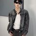 Loom European American High Street Vibe Washed Zipper Denim For Men, Cool And High-End Vintage Workwear Jacket_mkmklike.com