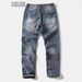 Men's Vintage Relaxed Fit Jeans – Distressed Denim With Whiskering & Knee Rips (Classic Blue, S-Xxxl)_mkmklike.com