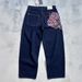 European And American Trendy Brand Derschutze Casual Trousers Plum Blossom Embroidered Street Jeans Loose Wide-leg Trousers Men_mkmklike.com