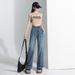 Women's Light Blue Tencel Jeans - Summer Loose Fit High Waist Flowy Wide Leg Pants With Vintage Wash & Breathable Fabric_mkmklike.com