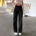 European And American Style 2025 New Solid Color Jeans For Women Drape Loose Slim High Waist Straight Pants Women Casual Trousers_mkmklike.com