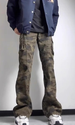 Mid-High Waist Camouflage Cargo For Men, Trendy Brand, Stylish Streetwear Jeans, Flared Straight Pants_mkmklike.com