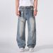 Unisex American Style Graffiti Distressed Straight Leg Jeans Trendy Fashionable Loose Fitting Wide Leg Pants New 2026 Style_mkmklike.com