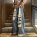American Retro Trendy Brand Ripped Jeans Men's Washed Old Loose Wide-leg Straight Mopping Long Pants_mkmklike.com
