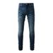 Men's Clothing Blue Slim Stretch Jeans Trendy High Street Trousers Slim Fit Stretch Jeans - Classic Blue Denim Pants For Casual & Streetwear Style_mkmklike.com