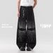 Men's Dark Hip Hop Street Style Flared Jeans Thorn Embroidered Loose Straight Leg Pants High Street Fashion_mkmklike.com