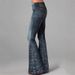 Women's Flared Jeans With 3D Digital Print - Stretchy Polyester Bootcut Pants (S-5XL, Light Blue/Dark Blue/Black/Pink/Colorful Prints)_mkmklike.com