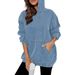 Women's Clothing Vintage Washed Denim Hoodie Oversized Streetwear Pullover With Distressed Snow Wash_mkmklike.com