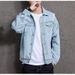 Men's European And American Cross-Border New Solid Color Casual Denim Plus Size Korean Style Trendy Loose Jacket For Men_mkmklike.com