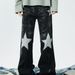 Retro Star Embroidered Jeans – Black High-Street Flared Denim Pants With Rhinestone Accents (S-3XL)_mkmklike.com