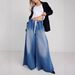 Women's Wide Leg Pants With Drawstring Elastic Waist New Washed Denim Jeans From Collection_mkmklike.com