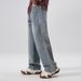 Men's Vintage Loose Fit Straight Leg Jeans – Retro Washed Denim Pants For Casual Streetwear (Blue/Black)_mkmklike.com
