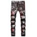 Men's Glow-in-the-Dark Digital Print Jeans – Slim Fit Clubwear With Reflective Design (Mid-Rise, Stretch Denim)_mkmklike.com