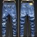 Men's Clothing Style Slim Elastic Trendy Skinny Pants With Holes And Patches Personality Trendy Brand Boys Long Pants_mkmklike.com