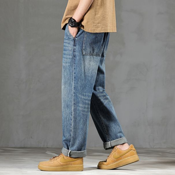 New Spring Jeans Men's Harlan Loose Trendy Brand American Retro Washed Double Craft Mid-waist Large Size Youth Eight-barrel Xiansen K11 Denim Shili_mkmklike.com
