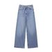 Black Women's High Quality Straight Leg Jeans mid Waist Slimming Floor Length Wide Leg Pants for Autumn Winter_mkmklike.com