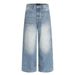 Punk Vintage Loose Wide-Leg Jeans For Men Adjustable Buckle Handmade Distressed Washed Straight Pants Trendy_mkmklike.com