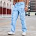 Men's Clothing Foreign Trade New Cross Border Men's Double Line Jeans Casual Straight European And American Straight Denim Trousers Men_mkmklike.com