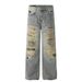 Ripped Patch Jeans Men's Streetwear Trendy Brand Washed Vintage High Street Hip Hop Loose Casual Straight Long Pants_mkmklike.com