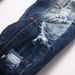 Men's Slim Fit Stretch Denim Jeans With Artistic Ripped Details & Zip Accents, Modern Tapered Leg For Trendy Urban Style_mkmklike.com