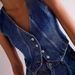 K Women's Short Denim Top, Women's Waist Cinched, Sexy Deep V-neck Vest, Outerwear Vest_mkmklike.com