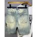 Men's Clothing Men's Retro Distressed Denim Shorts Style Summer Trendy Embroidered Heavyweight Washed Loose Five-Point Fit_mkmklike.com