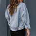 Women's Distressed Leopard Print Denim Jacket Button Down Washed Long Sleeve Ripped Cheetah Design_mkmklike.com