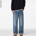 Clanfit Men's American Vintage Straight Leg Jeans – Cleanfit Washed Denim, Relaxed Fit, 100% Cotton (Sizes 28-38)_mkmklike.com