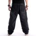 Suitable For All Seasons Fashion Black Washed Jeans Men Hip Hop Street Dance Loose Plus Size Youth Long Pants_mkmklike.com